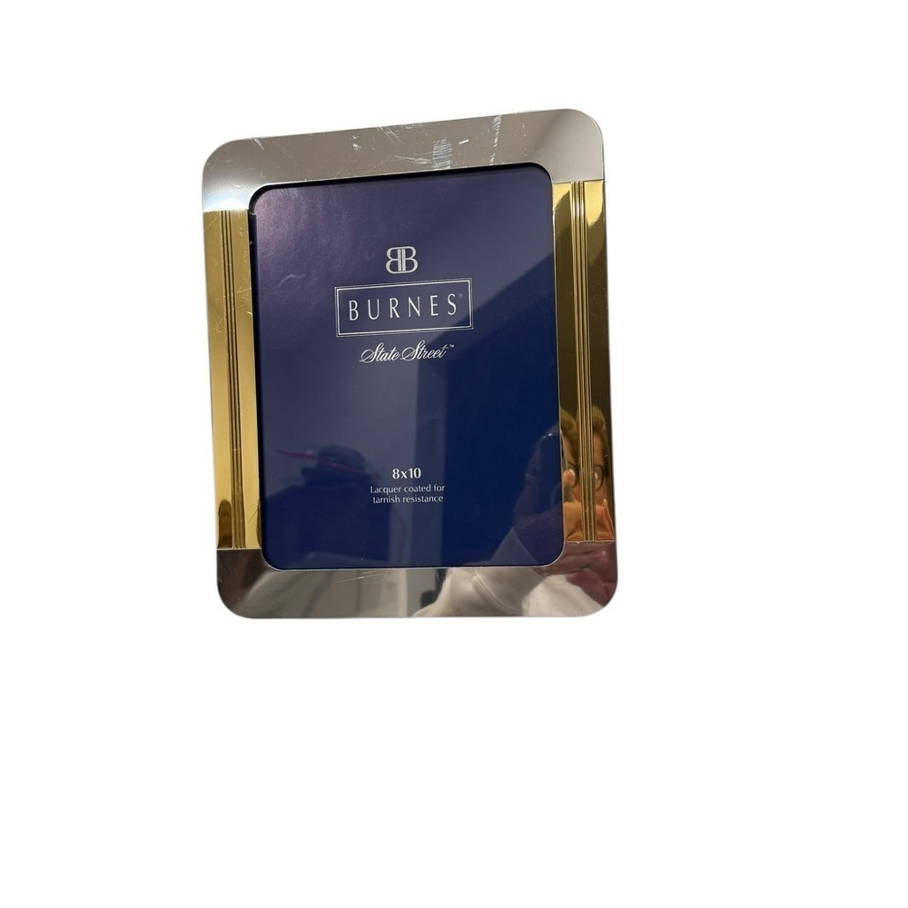 Burnes 8X10 Lacquer Coated Gold Silver Velvet Backed Picture Frame